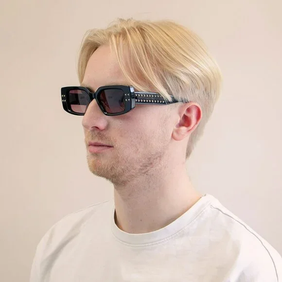 Valentino Men Sunglasses Black Gold Rose Square V - CINQUE VLS-108A-53